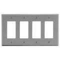 Hubbell Wiring Device-Kellems Wallplate, Mid-Size 4-Gang, 4) Decorator, Gray PJ264GY